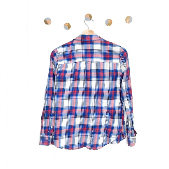 Madewell Shrunken Ex Boyfriend Shirt Button Down Plaid Linen - Picture 2 of 4